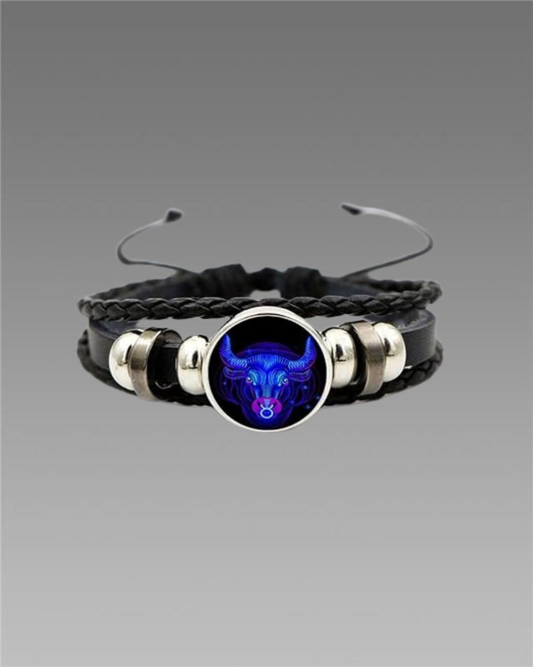 Guardian Zodiac Constellation Bracelet – Scorpio (Black Leather, Adjustable)