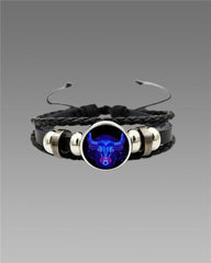 Guardian Zodiac Constellation Bracelet – Scorpio (Black Leather, Adjustable)