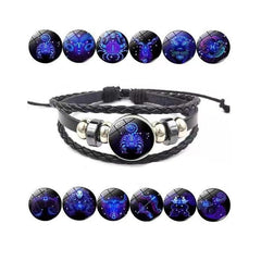 Guardian Zodiac Constellation Bracelet – Scorpio (Black Leather, Adjustable)