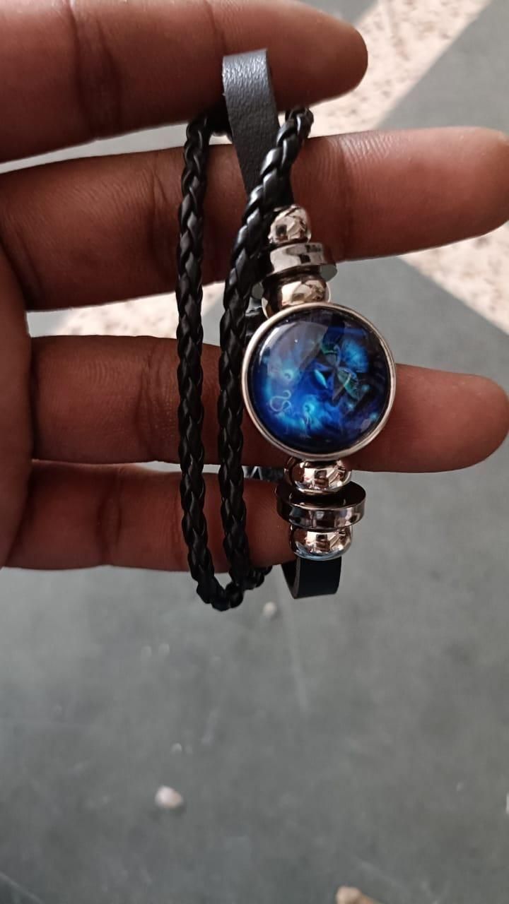 Guardian Zodiac Constellation Bracelet – Scorpio (Black Leather, Adjustable)