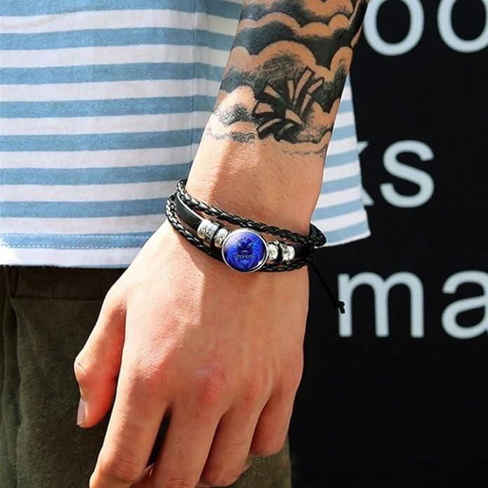 Guardian Zodiac Constellation Bracelet – Scorpio (Black Leather, Adjustable)