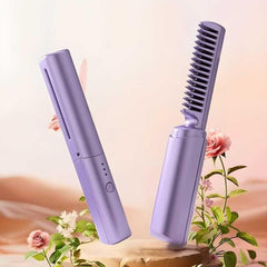 Meneflix Portable Mini Hair Straightener Cordless Rechargeable Mini Adjustable Hair Straightener Hot Comb - MeraPopi