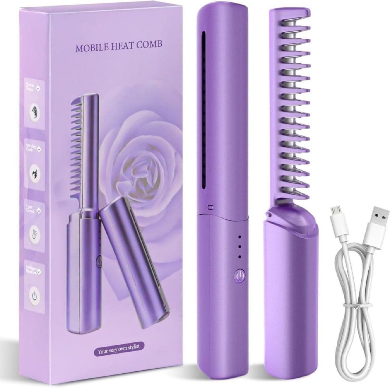 Meneflix Portable Mini Hair Straightener Cordless Rechargeable Mini Adjustable Hair Straightener Hot Comb - MeraPopi