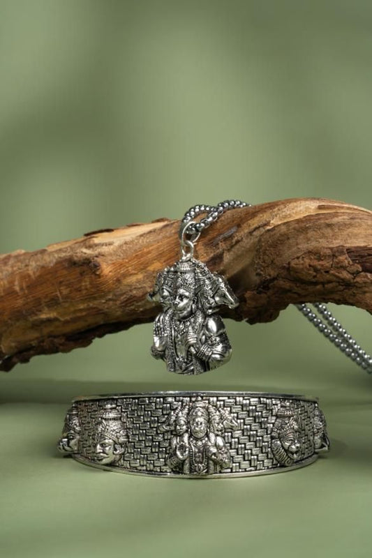 5-Mukhi Hanuman Kada with 5-Munjai Hanumna Pendant with Chain - MeraPopi