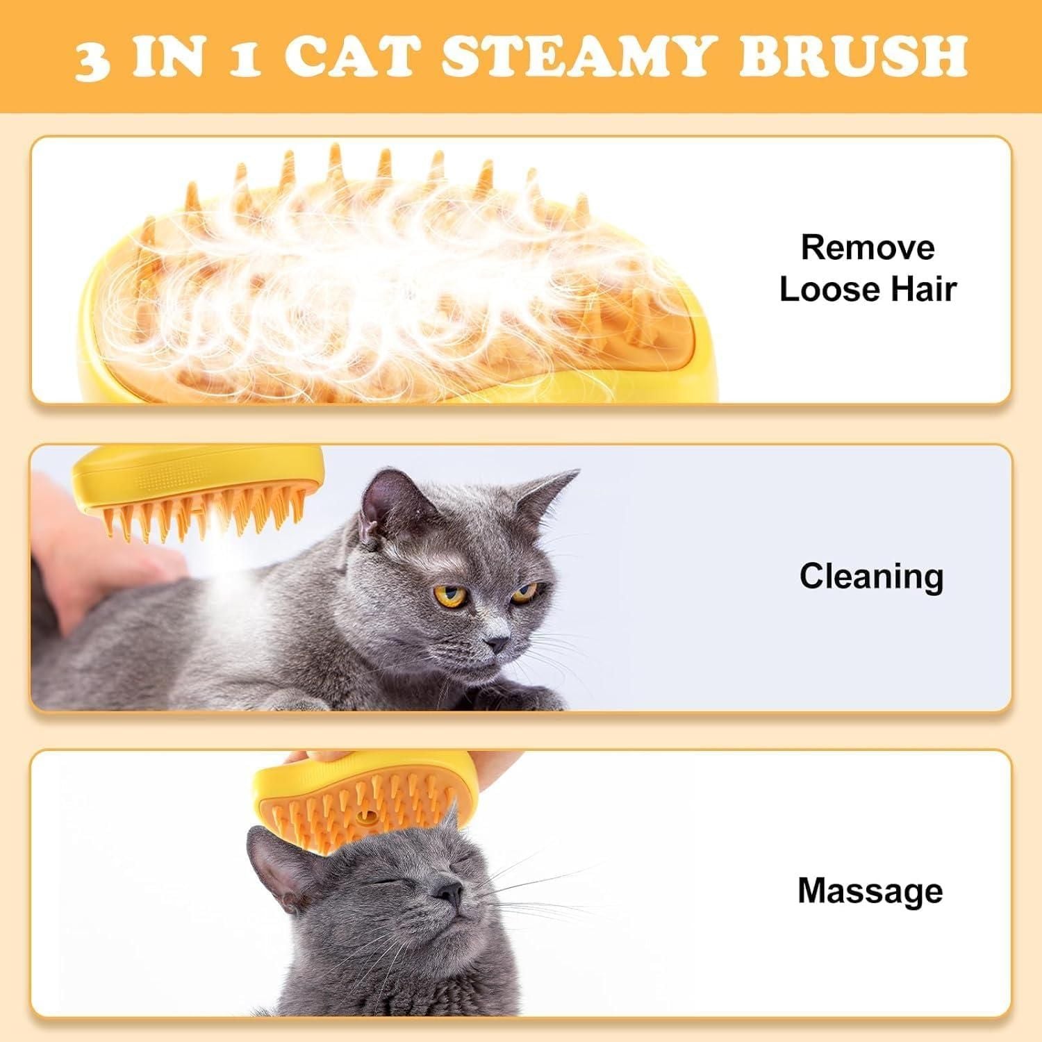 Steaming Pet Hairbrush - MeraPopi